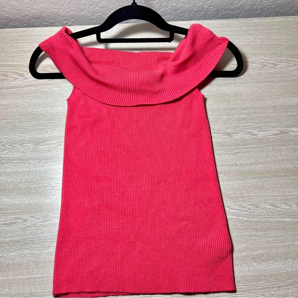 Express | Coral Pink Sleeveless Cowl Neck Ribbed Sweater Tank